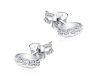 Bean Shaped With CZ Stone Silver Ear Stud STS-5142